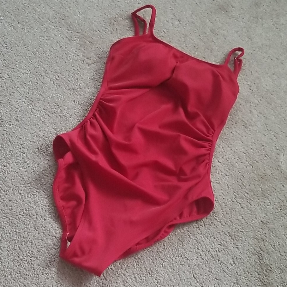 Red one piece swimsuit